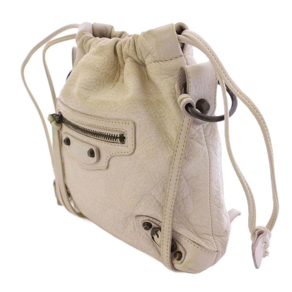 Balenciaga Move On Shoulder Bag Drawstring Leather One Ivory White
